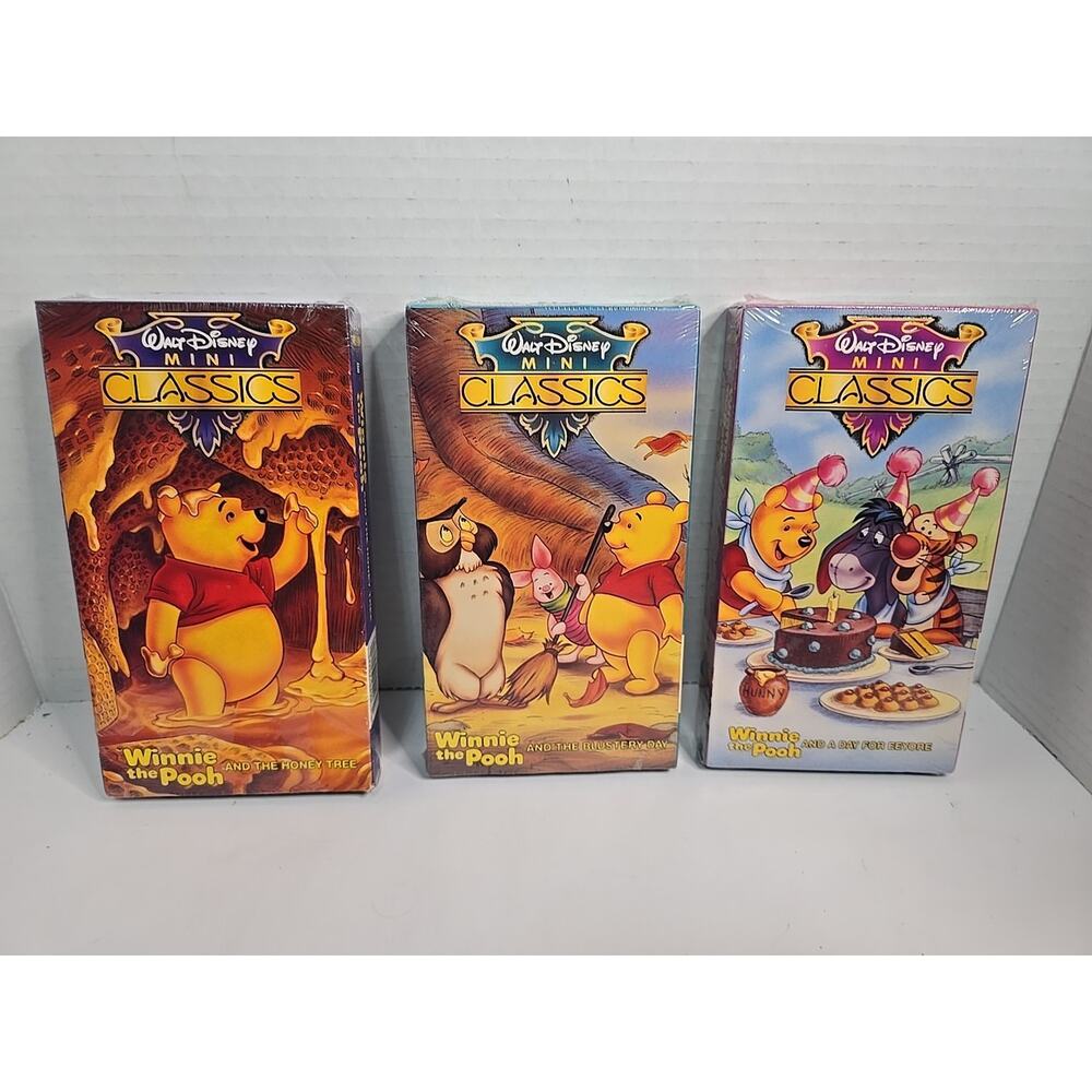 WALT DISNEY Mini Classics 3 VHS Lot Winnie the Pooh Tigger Eeyore NEW Sealed Set